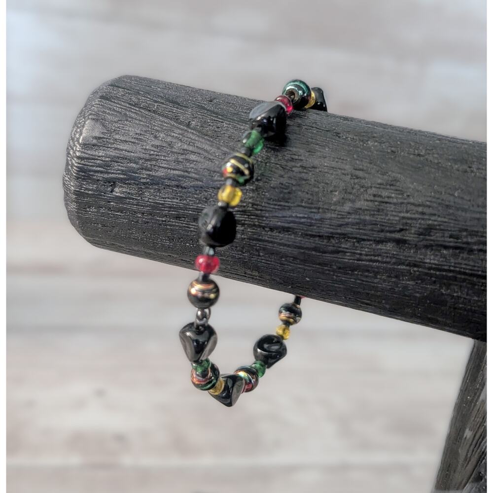 Vintage Bracelet Bangle - Black and Multi Colored